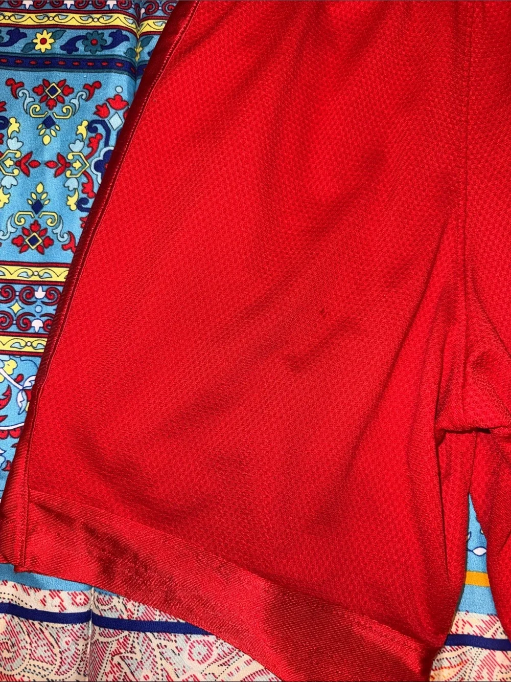 Nike Red Boys Athletic Shorts with White Swoosh
